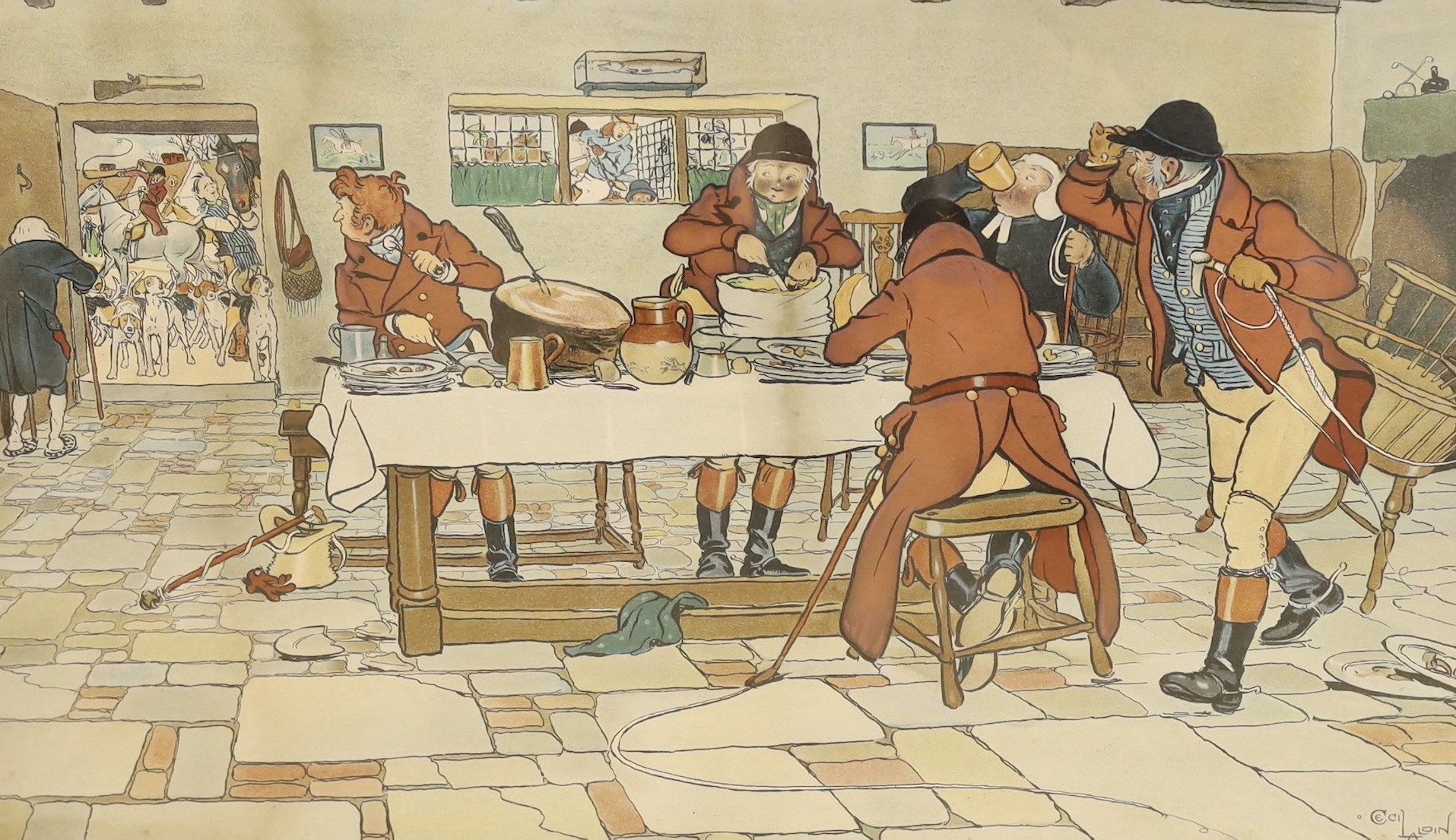Cecil Aldin, set of four chromolithographs, ‘The Fallowfield Hunt’, 37 x 61cm